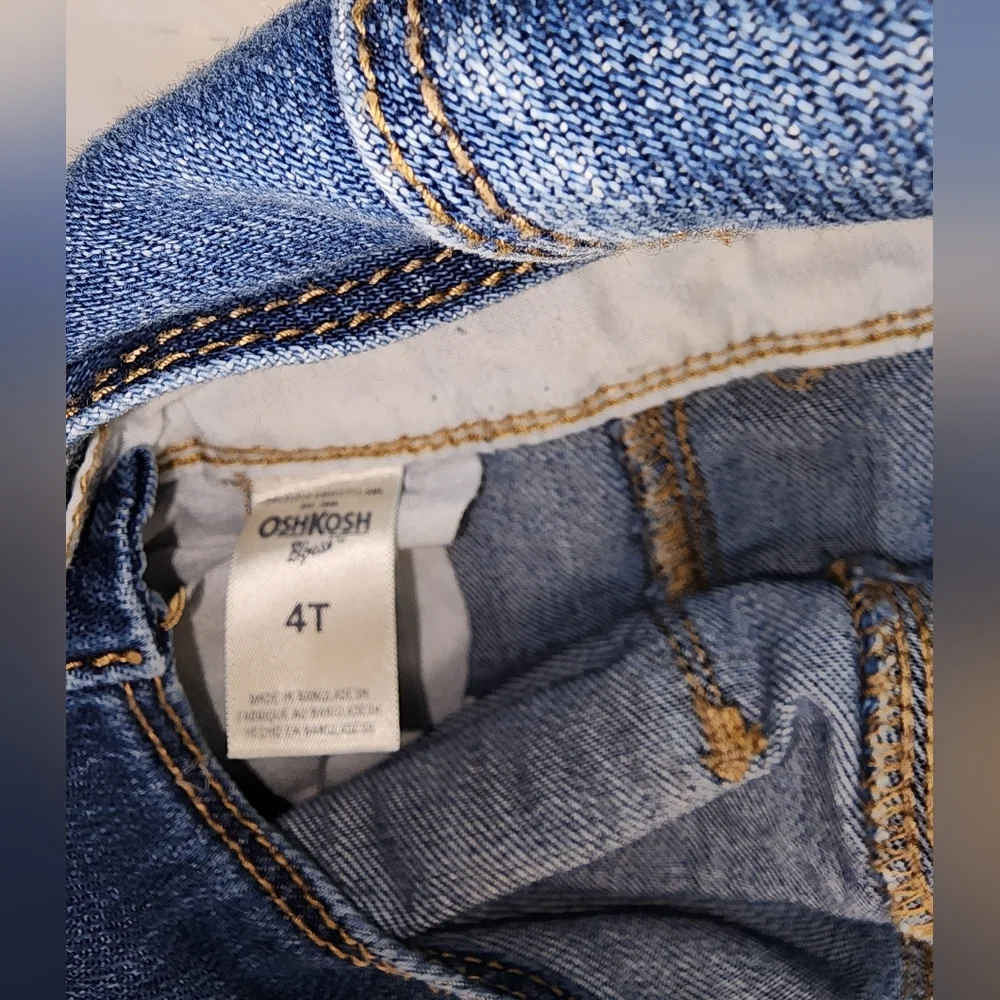 4T Girls Denim Overalls with Rainbow Patch